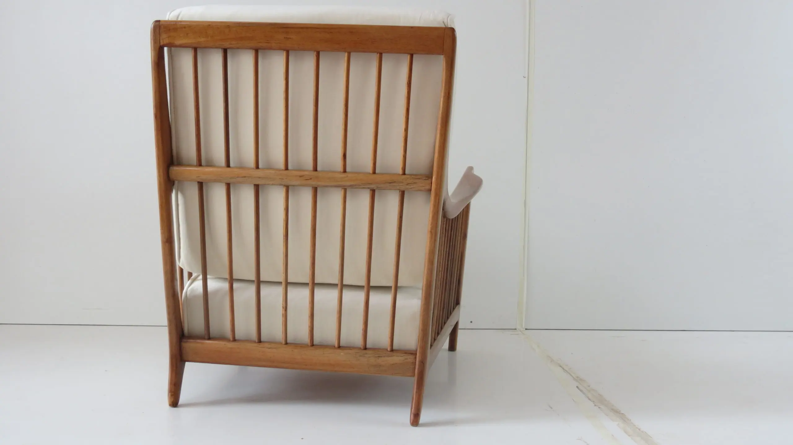 Rare Paolo Buffa White Cherrywood Armchair 118/F, 1950 — photo 22