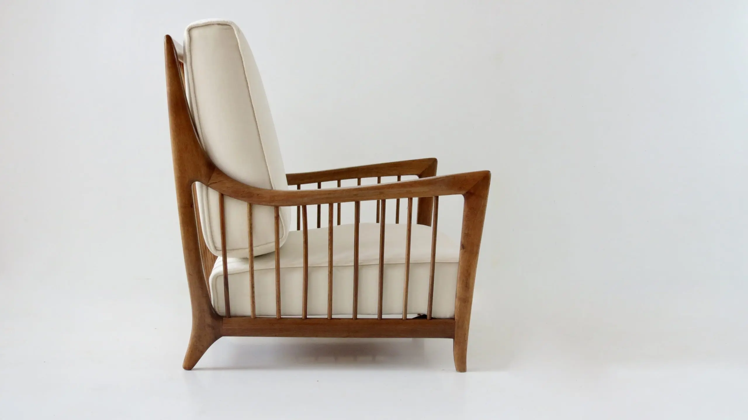 Rare Paolo Buffa White Cherrywood Armchair 118/F, 1950 — photo 20
