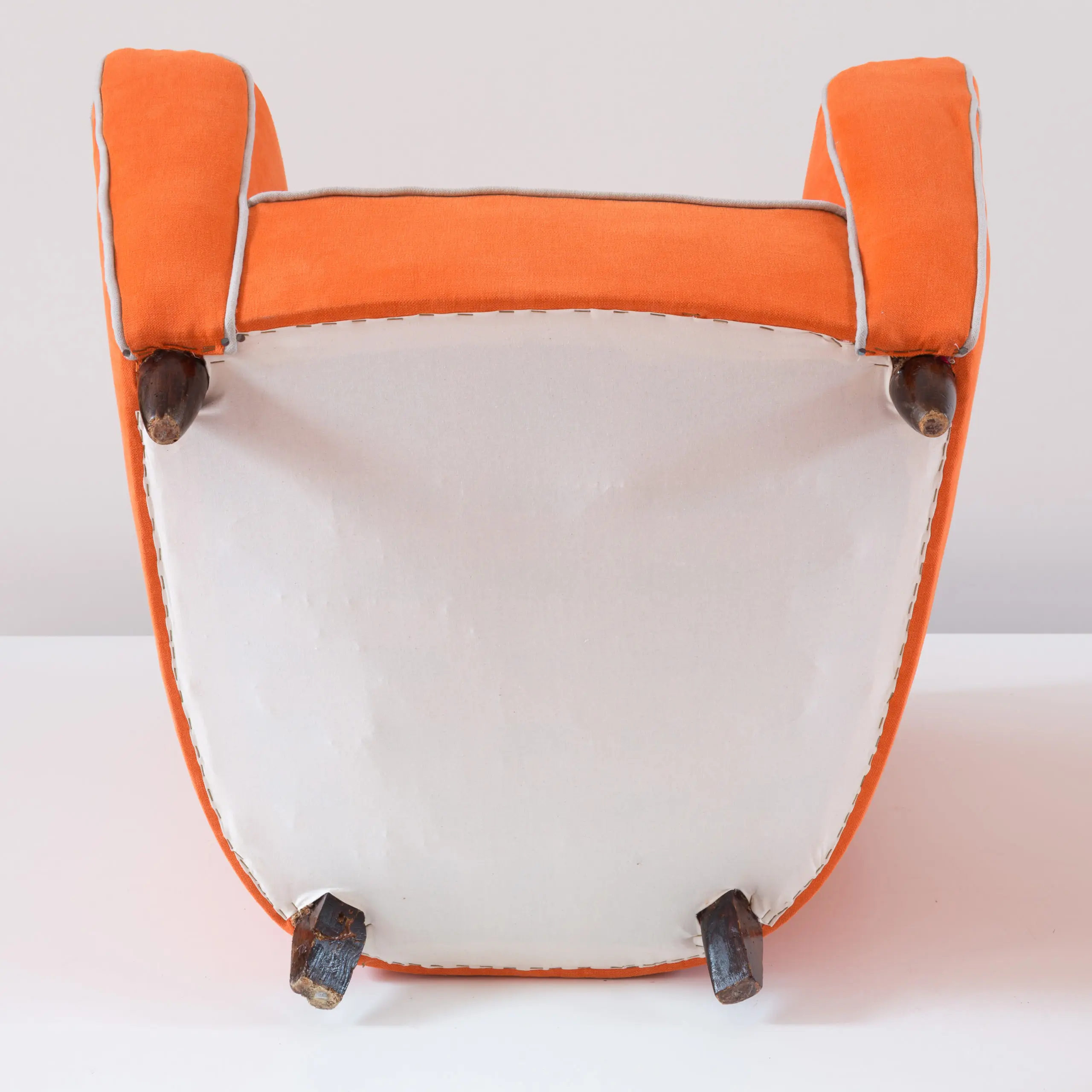 Pair of orange large wingback armchairs,att. to Melchiorre Bega, 1952 — photo 9
