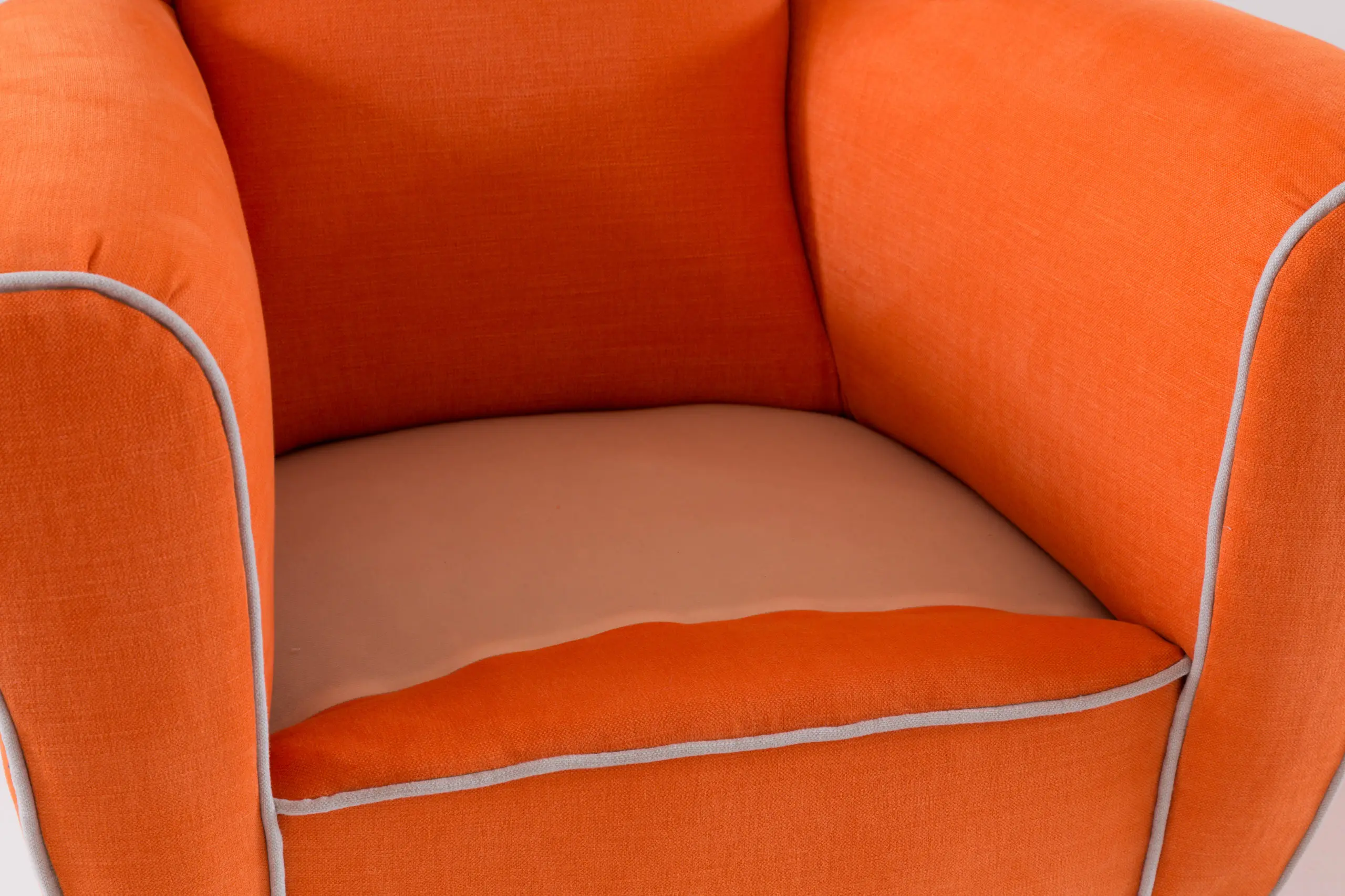 Pair of orange large wingback armchairs,att. to Melchiorre Bega, 1952 — photo 8