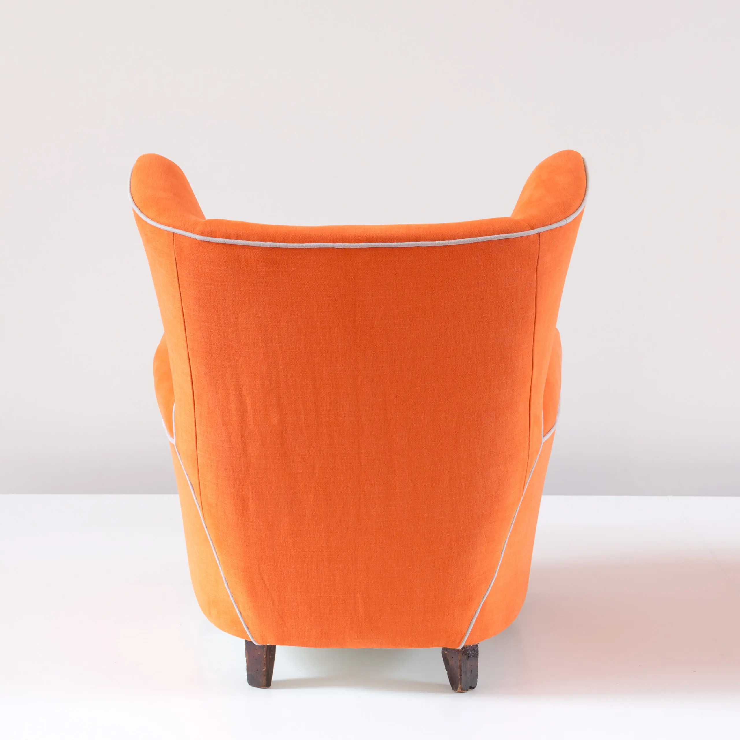 Pair of orange large wingback armchairs,att. to Melchiorre Bega, 1952 — photo 5