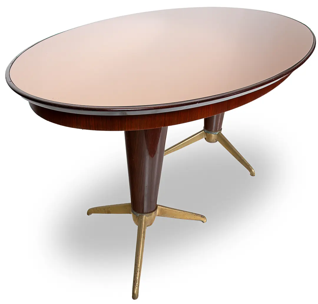 Rare Oval pink mirrored top Dining Table Attr. to Melchiorre Bega, circa 1950 — photo 8