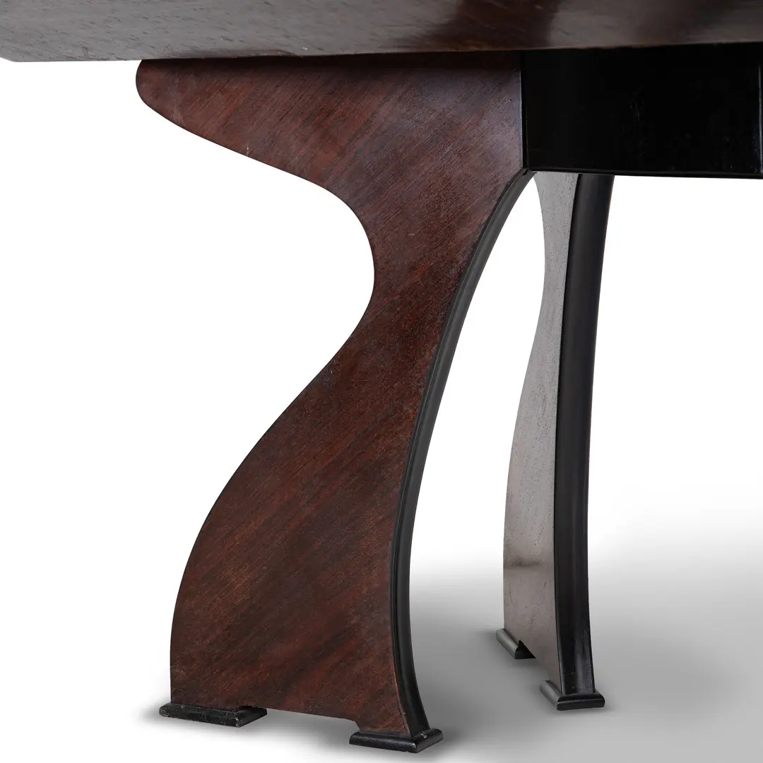 Italian Modern Rosewood Dining Table, black opaline glass top, circa 1940 — photo 6