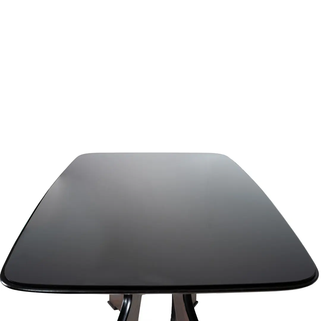 Italian Modern Rosewood Dining Table, black opaline glass top, circa 1940 — photo 4