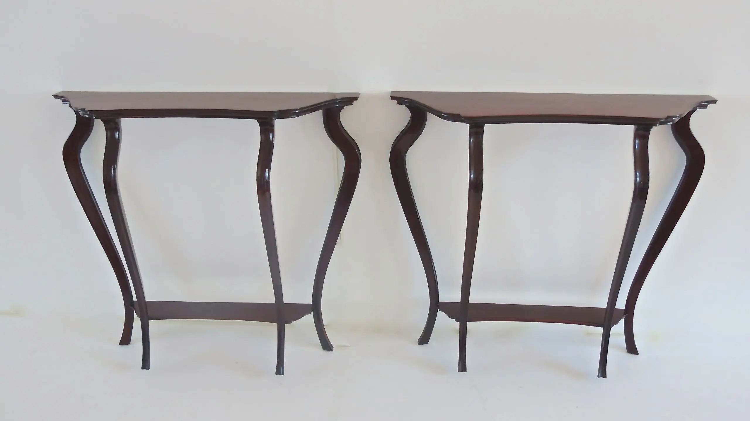Pair of Unique Walnut Curved Console by Arch. Tempestini, 1951 — image 3