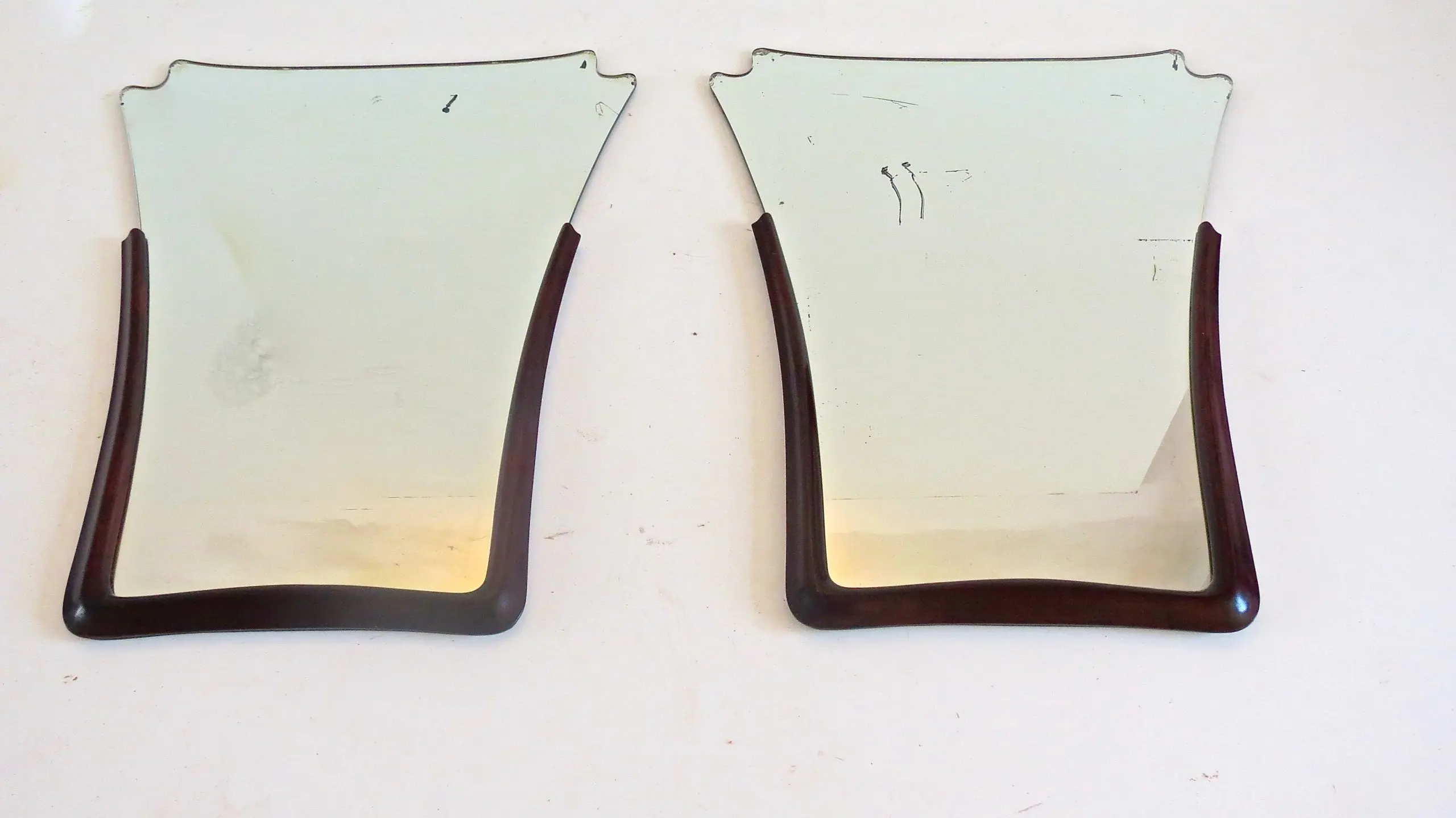 Pair of Unique Walnut Wall Mirrors by Arch. Tempestini, 1951 — image 2