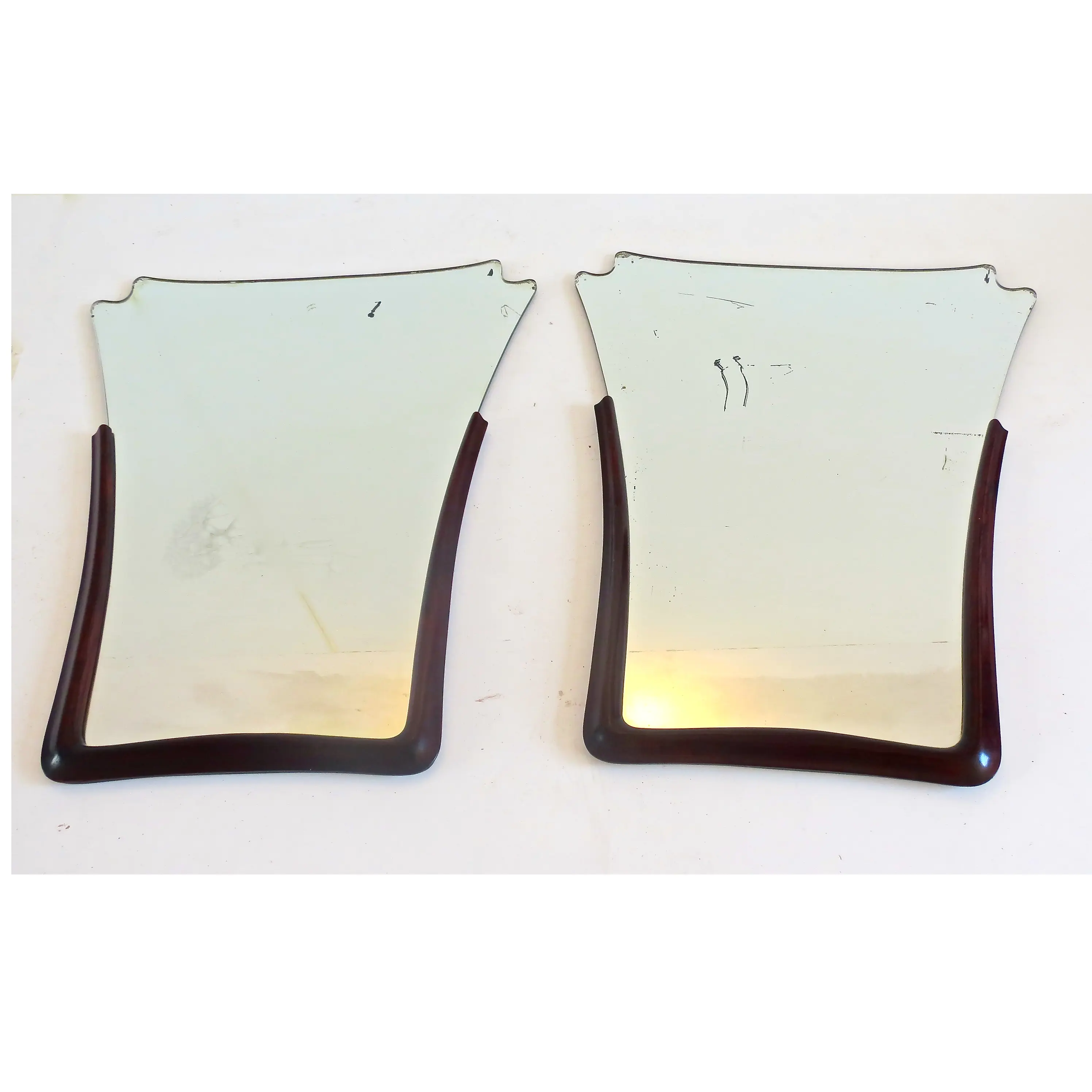 Pair of Unique Walnut Wall Mirrors by Arch. Tempestini, 1951 — photo 15