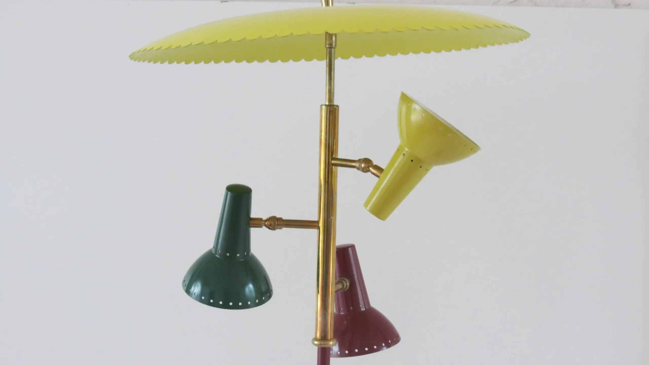 three lights red floor Lamp, by Lumi circa 1950 — image 3