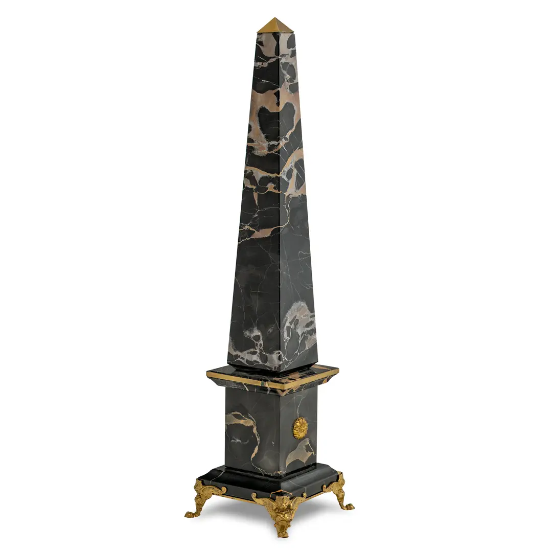 Pair of portoro marble and bronze obelisks "GOLD LION" ,limited edition, 2017 — image 3