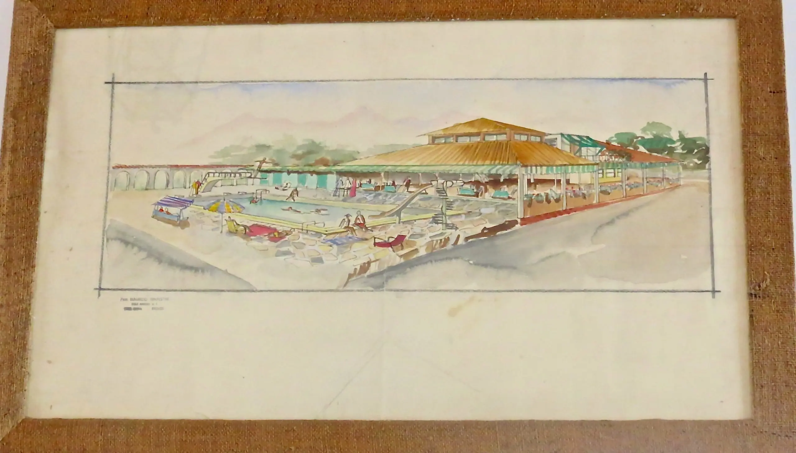 Watercolors on Paper "Piscina Al Forte Dei Marmi" Maurizio Tempestini, 1939 — image 2